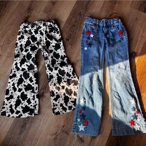 Rock and Roll Denim Girls Jeans - size 5 (cow print) and size 6 (stars)